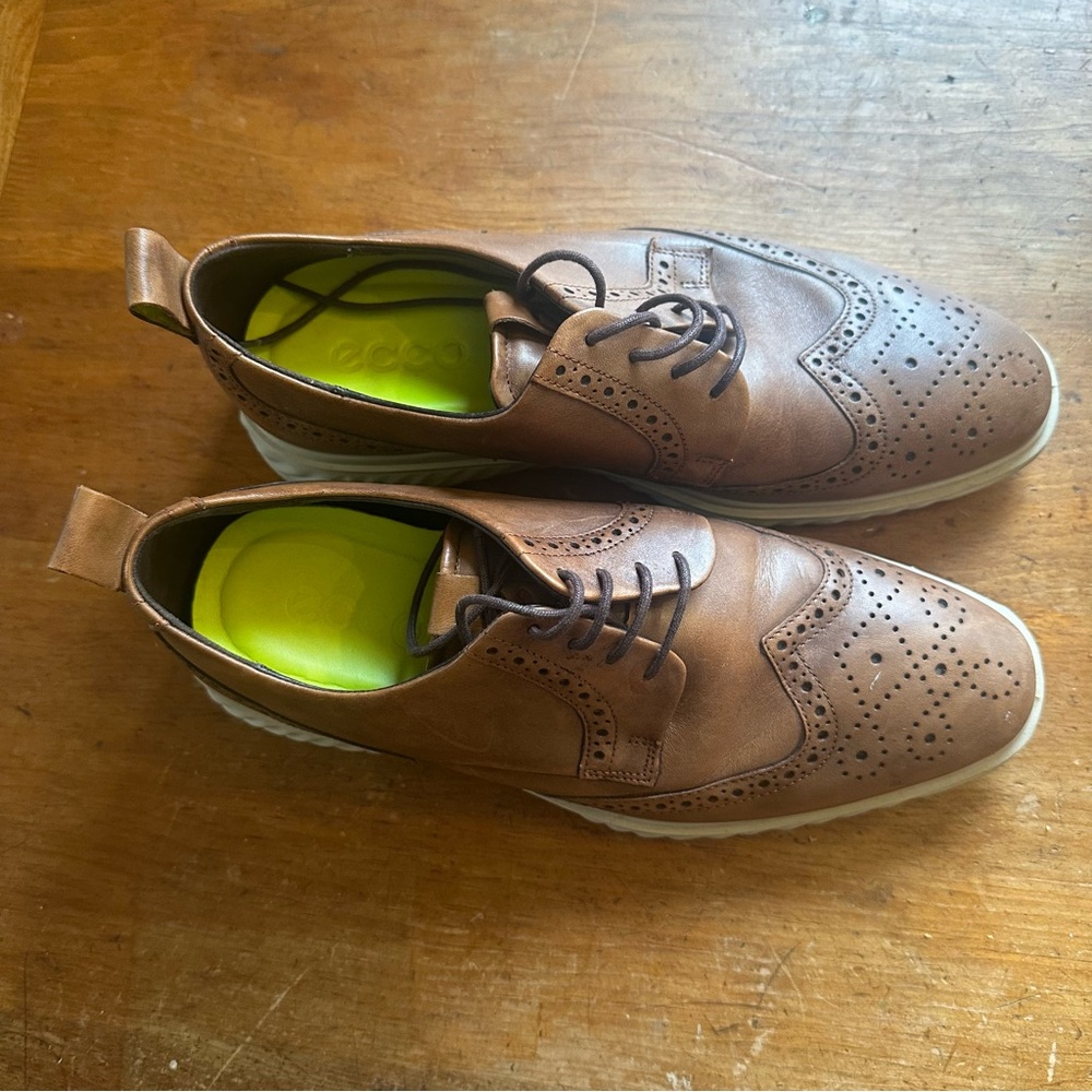 Ecco Men's Tan Leather Derby Shoes